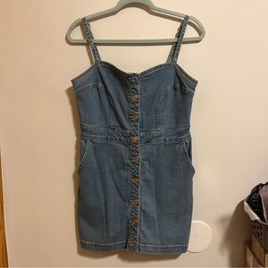Guess Denim Mini Dress with Buttons - women denim dress - size 6